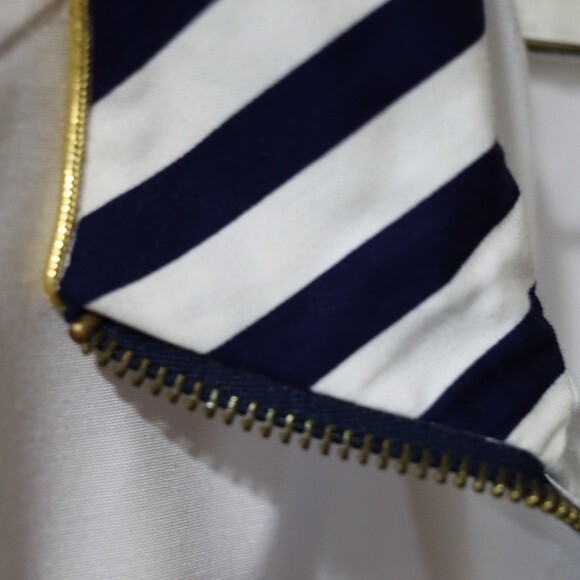 Vintage Natty Nautical Striped Metallic Gold Preppy Doleman Jacket USA LG - Picture 11 of 16